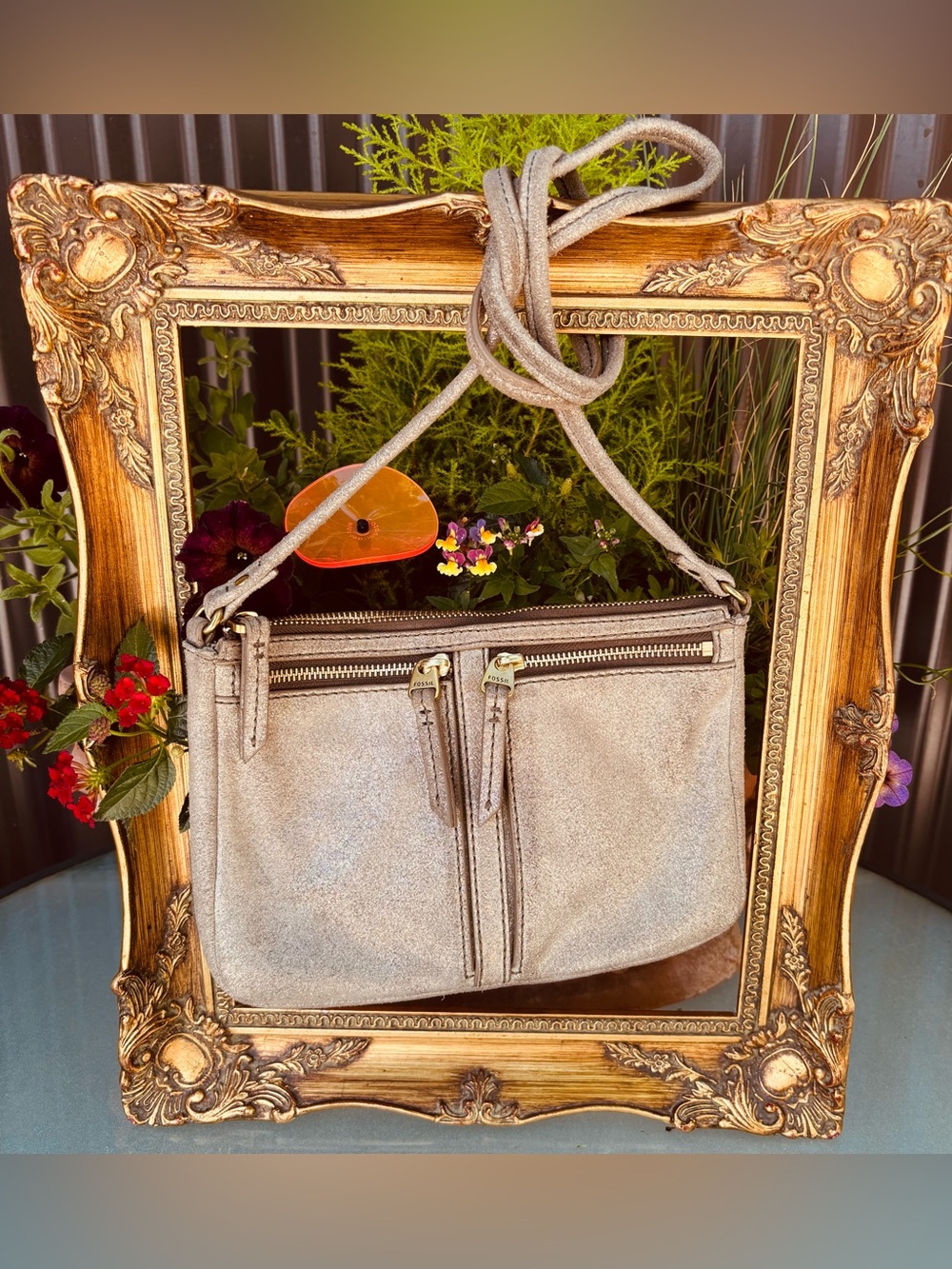 Fossil Metallic Crossbody Bag in Cowhide